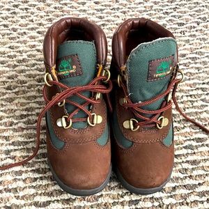 Timberland Kids Field  “beef and broccoli” hiking snow boots Brown Green size 11